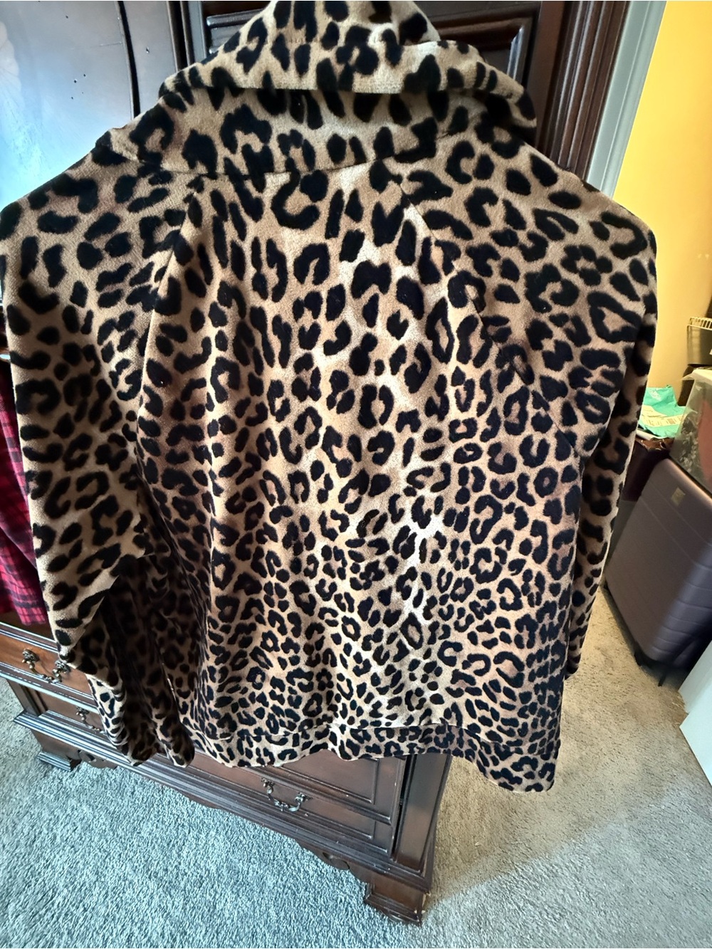Jones New York Leopard-Print Velour Jacket in Brown and Black - Picture 3 of 3